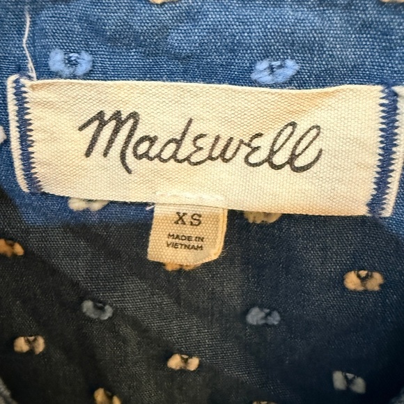 Madewell Blue Boxy Hearts Buttoned Blouse with Mandarin Collar - Picture 4 of 4